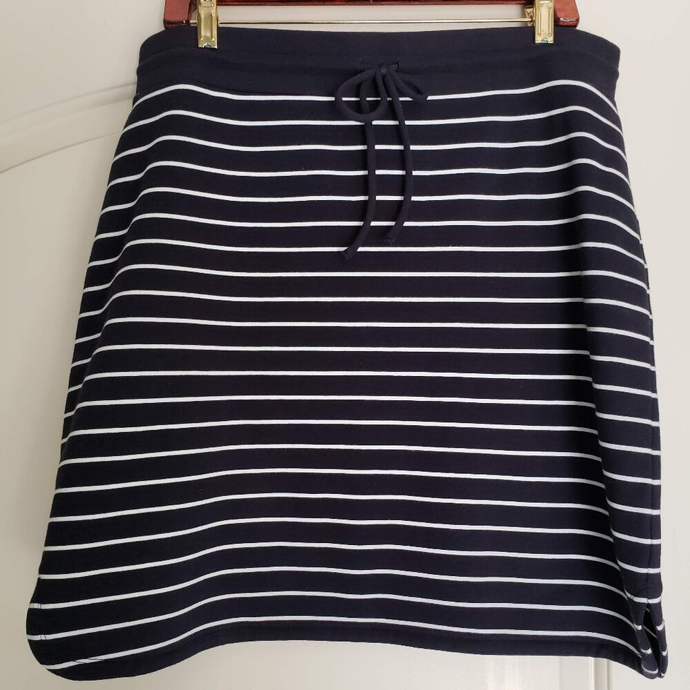 Talbots - Navy Blue & White Striped Knit Skirt - Size LP